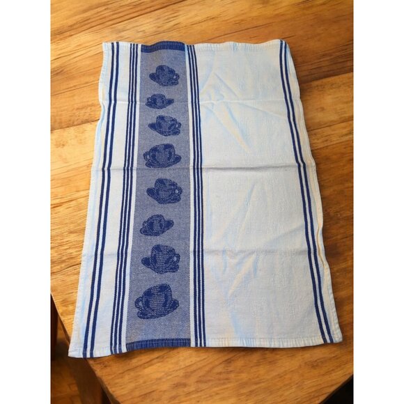 Set of 2 Tea Towel Dish Cloth Blue and White Teapots, Cups Northpoint Cotton - Picture 3 of 7